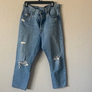 Levi's Light Blue Distressed Straight Leg Jeans